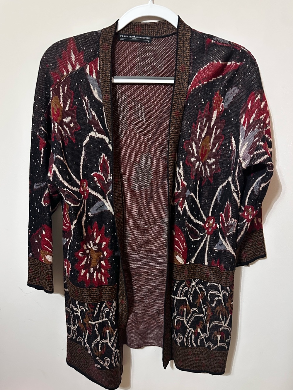 Peruvian Connection open front Cardigan Sweater size M